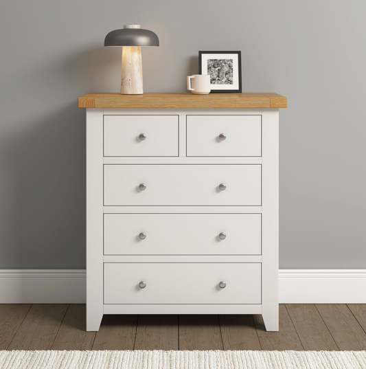 Windi 3+2 Drawer Chest (Ivory/Oak/Grey)