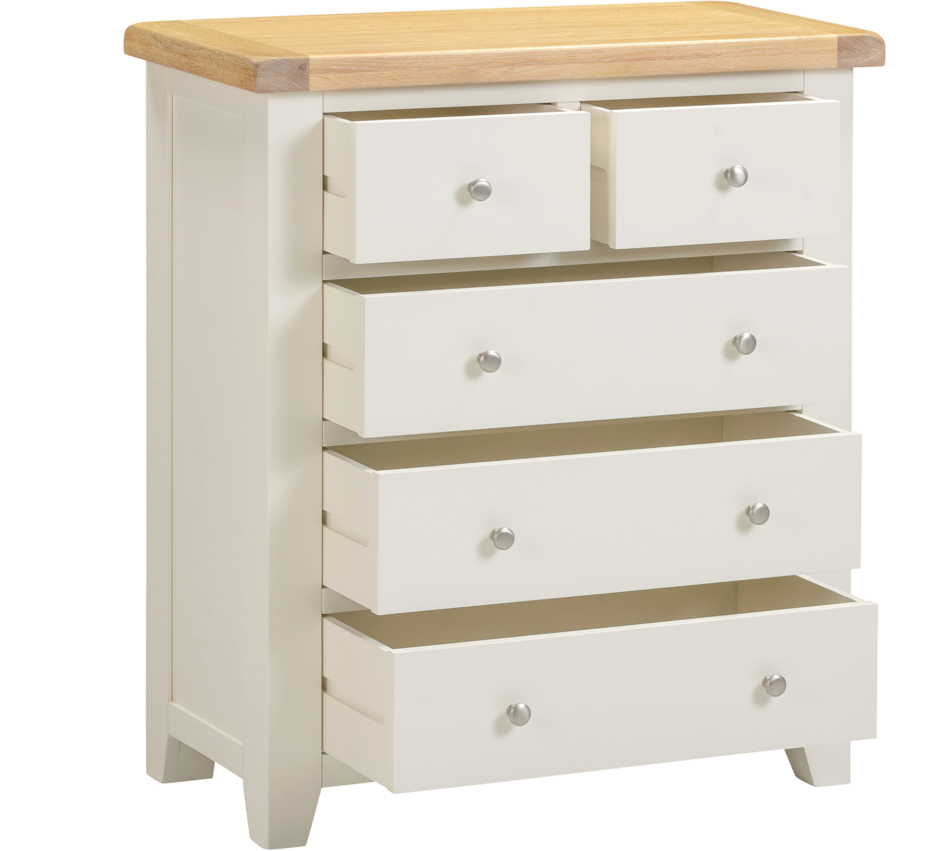 Windi 3+2 Drawer Chest (Ivory/Oak/Grey) Bedroom / Dressing Tables Sheffield Discount Furniture