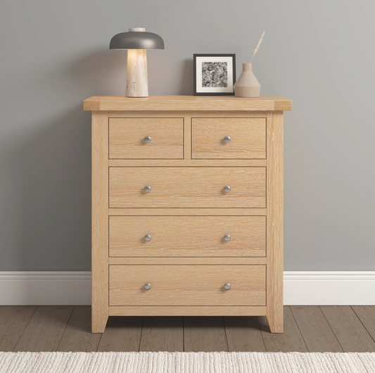 Windi 3+2 Drawer Chest (Oak/Ivory/Grey)