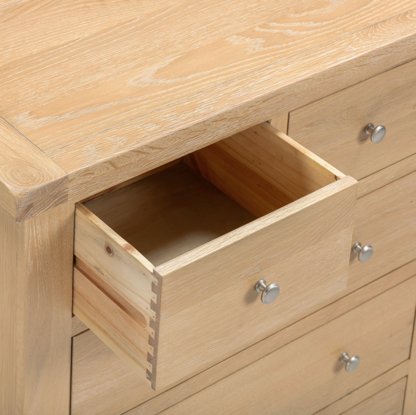 Windi 3+2 Drawer Chest (Oak/Ivory/Grey) Bedroom / Dressing Tables Sheffield Discount Furniture