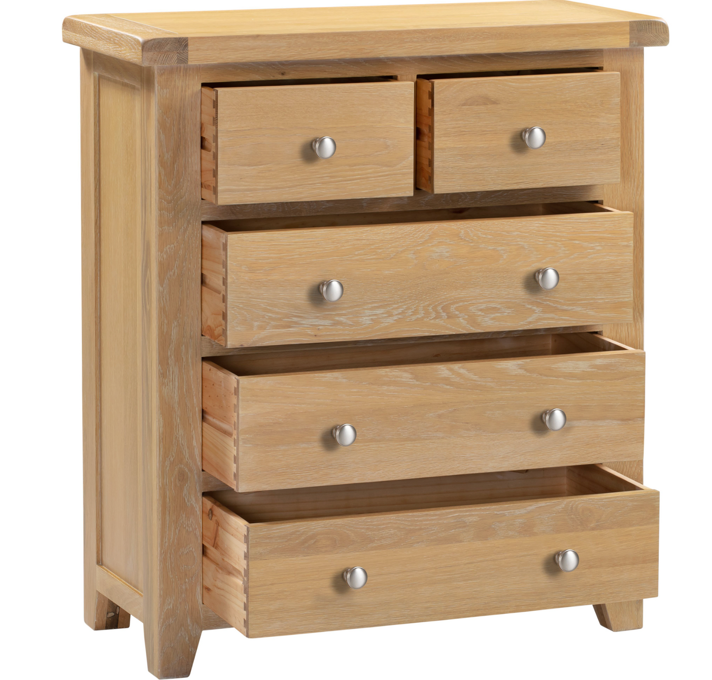 Windi 3+2 Drawer Chest (Oak/Ivory/Grey) Bedroom / Dressing Tables Sheffield Discount Furniture