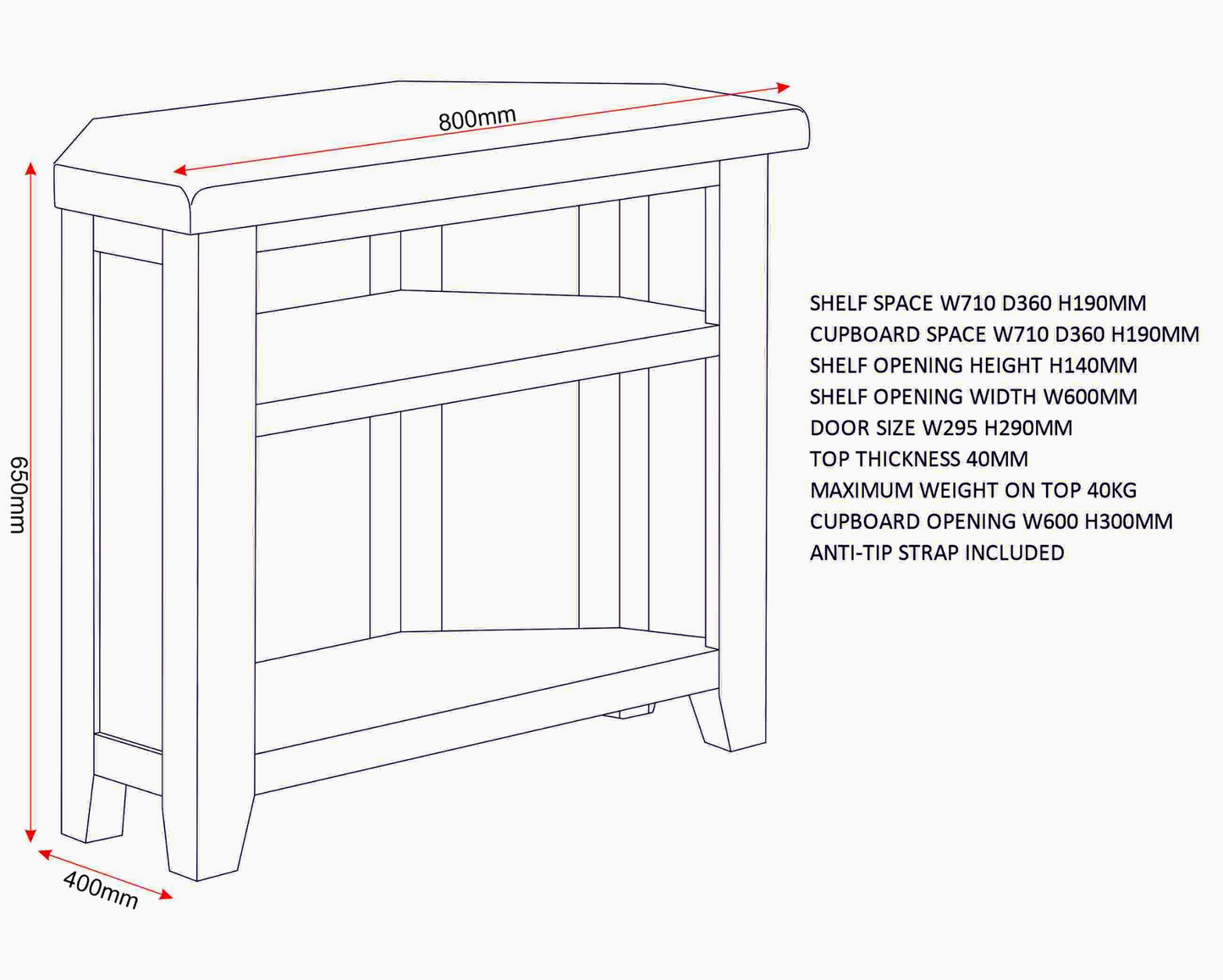 Windi 2 Door Corner TV Unit (Grey/Oak/Ivory)