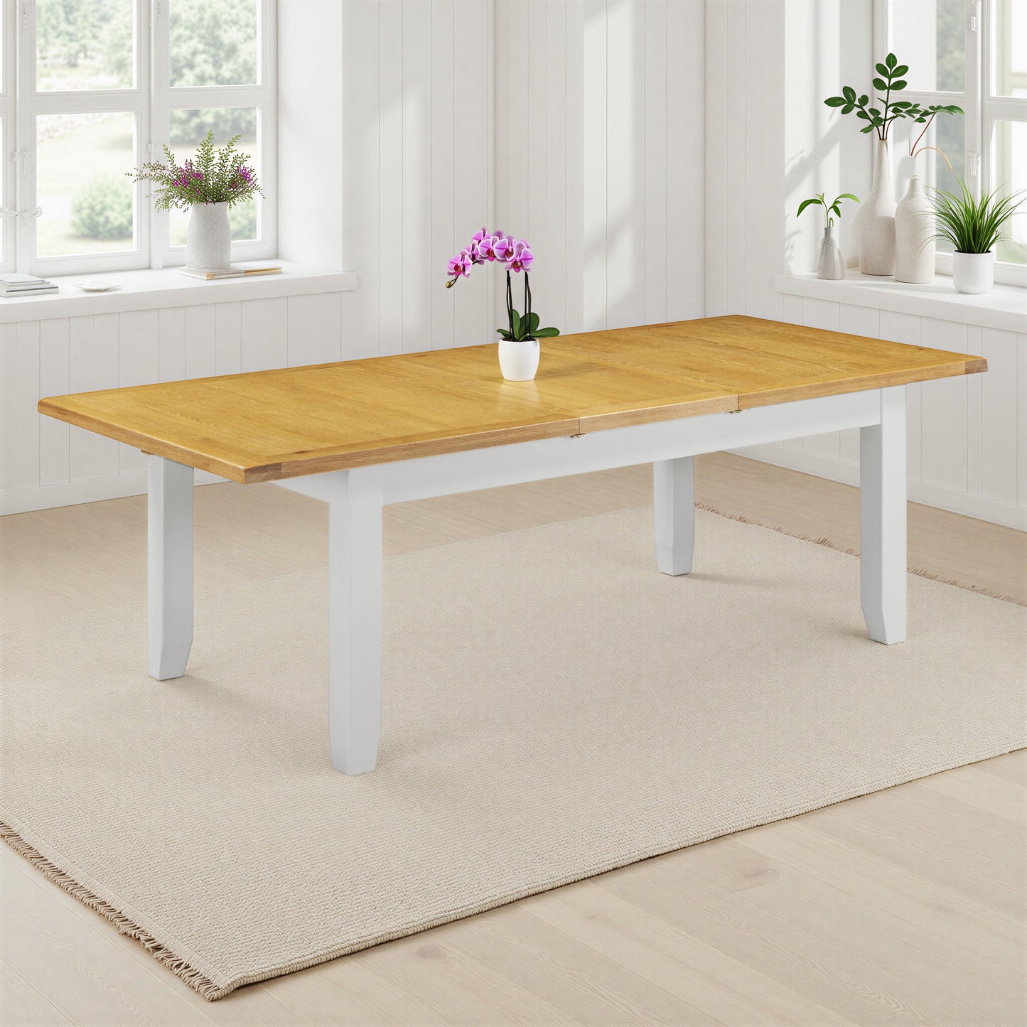 Windi Large Extending Dining Table (Ivory/Oak/Grey)