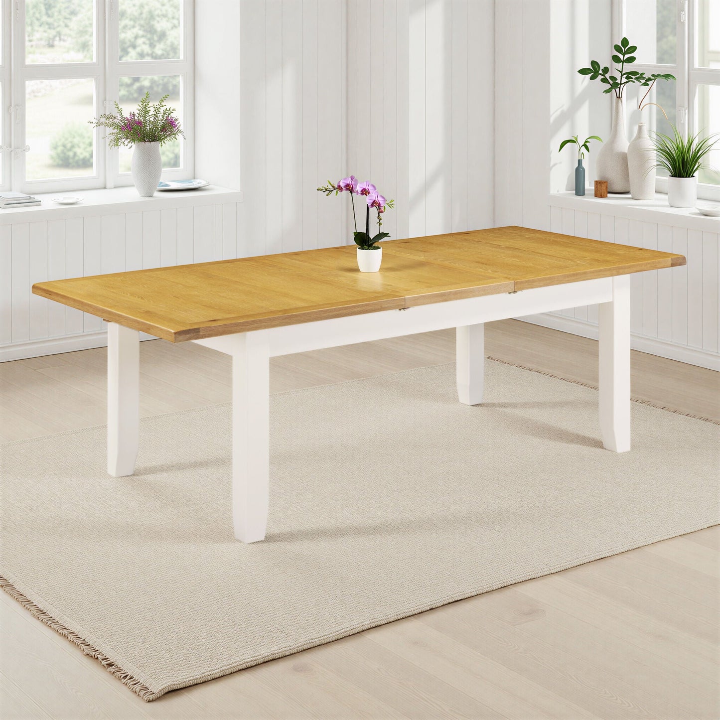 Windi Large Extending Dining Table (Ivory/Oak/Grey)