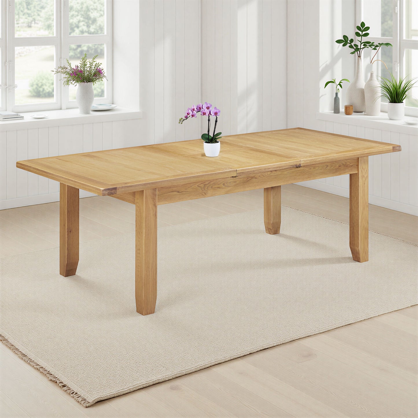 Windi Large Extending Dining Table (Ivory/Oak/Grey)