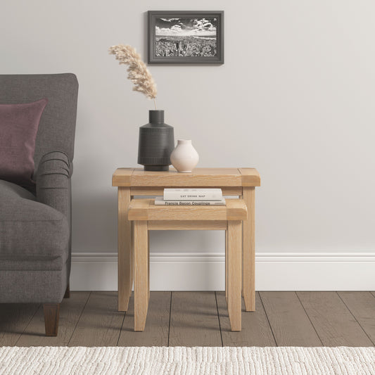 Windi Nest of 2 Tables (Oak/Ivory/Grey)