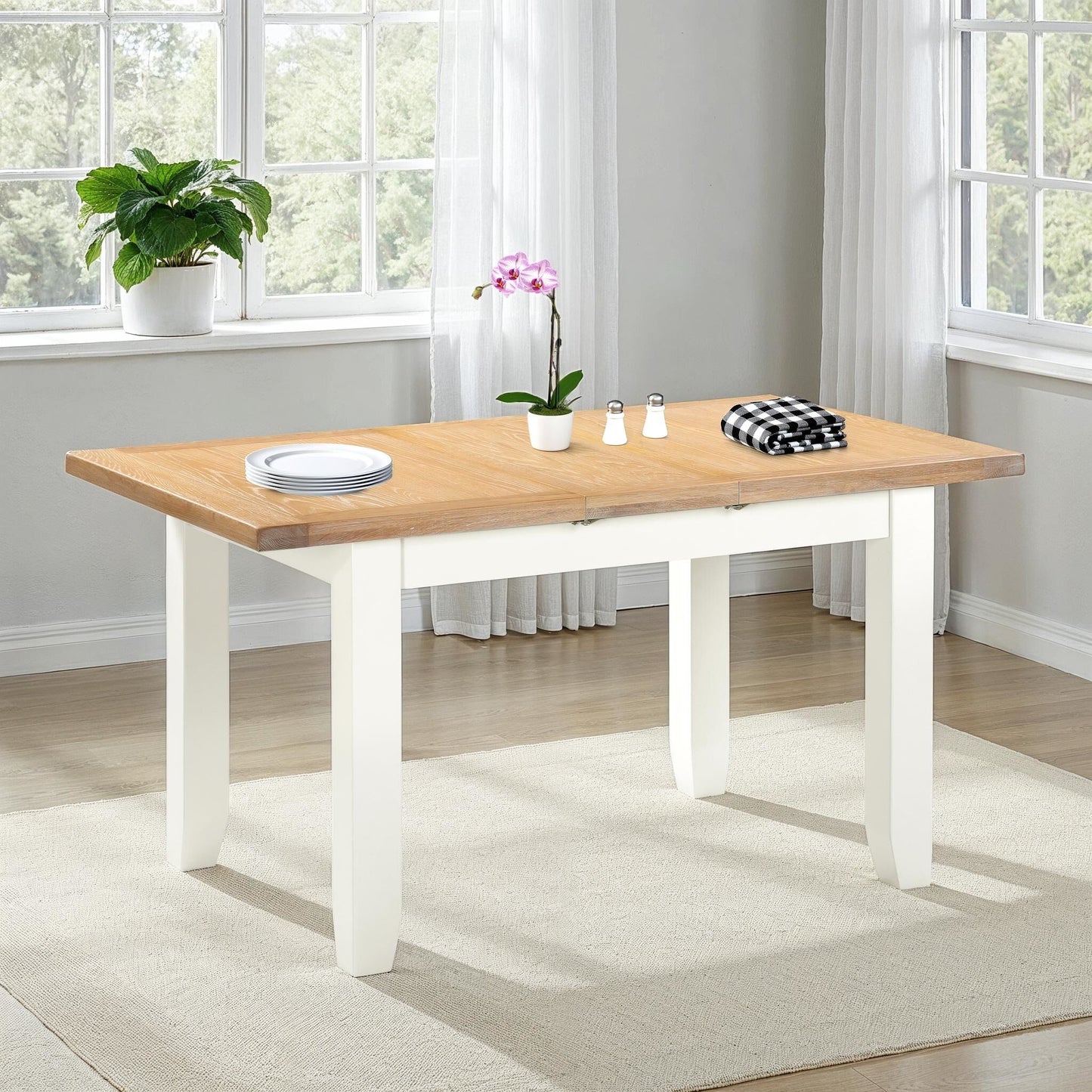 Windi Small Extending Dining Table (Oak/Ivory/Grey)