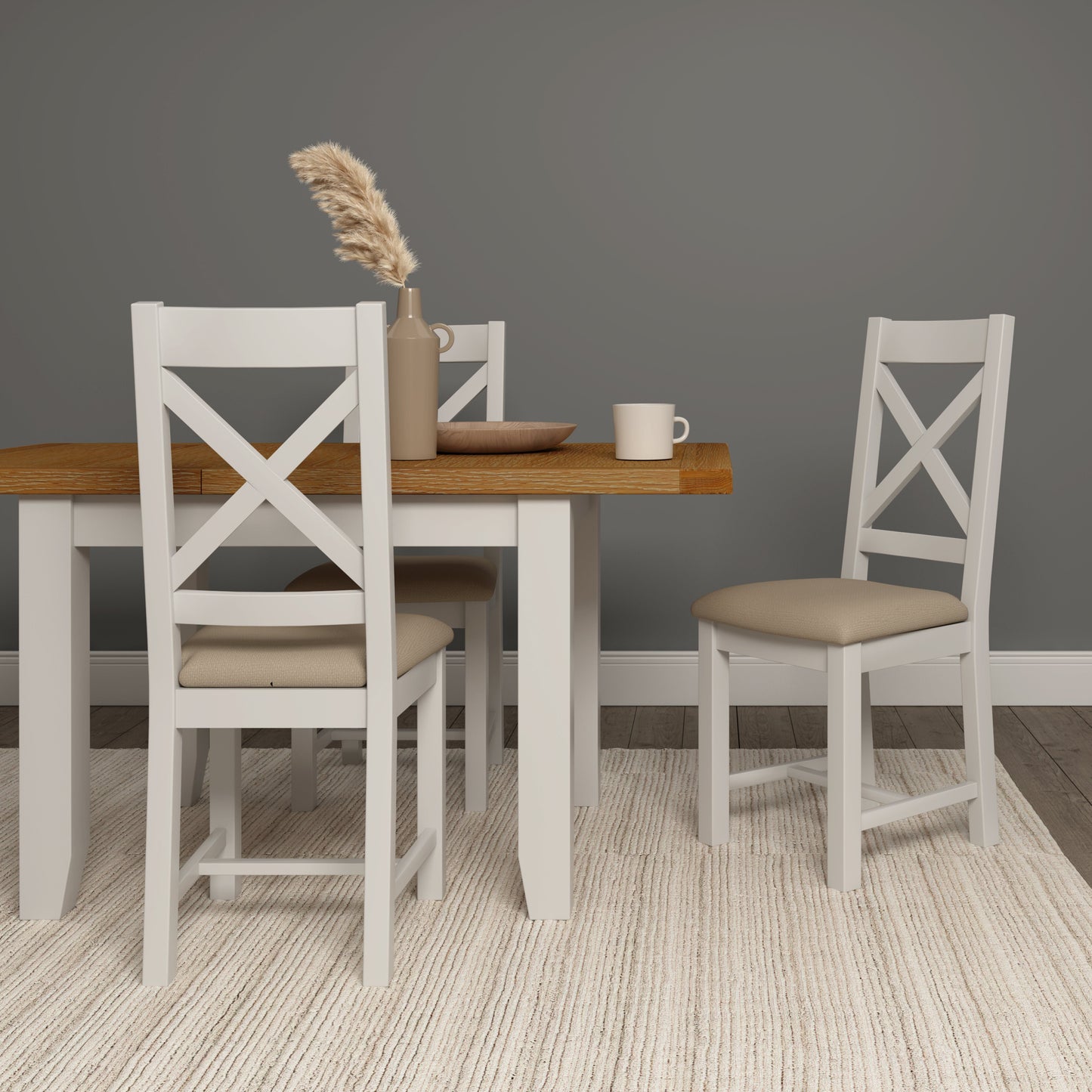 Windi Small Extending Dining Table (Oak/Ivory/Grey)