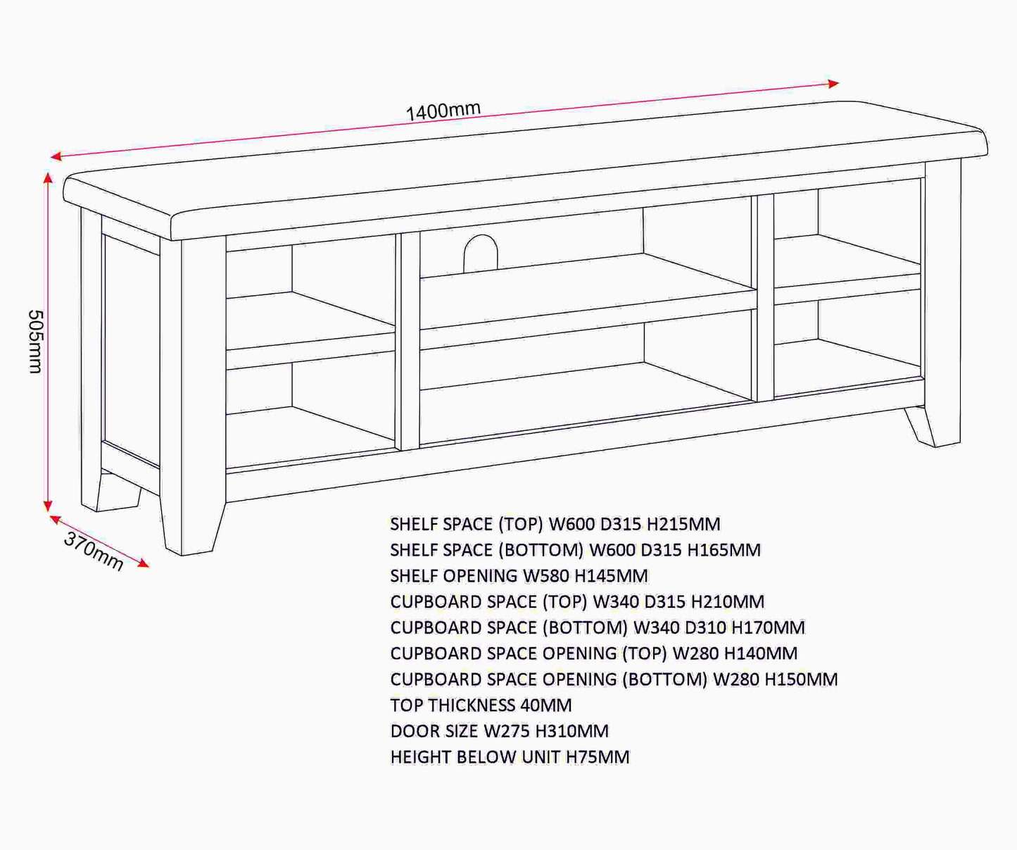 Windi Straight TV Unit (Oak/Grey/Ivory)