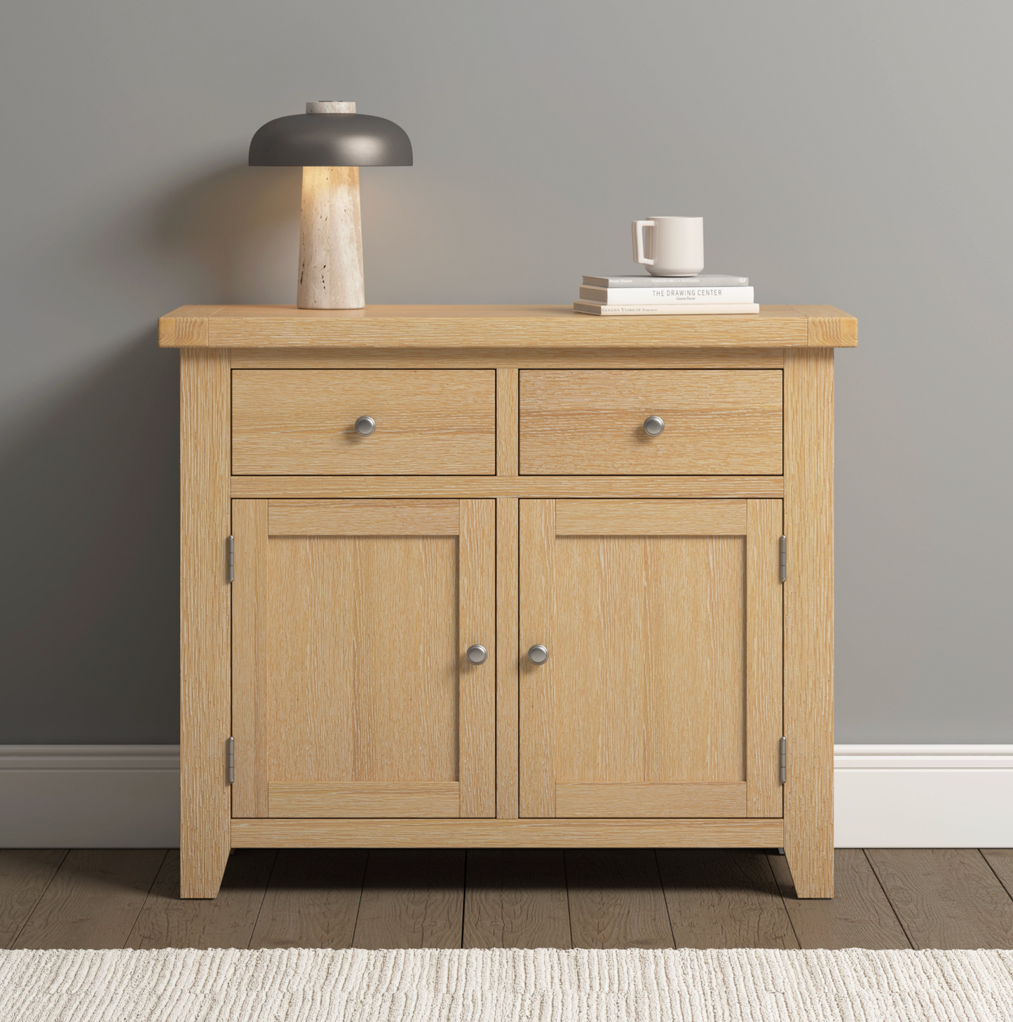 Windi 2 Door 2 Drawer Sideboard (Grey/Oak/Ivory)