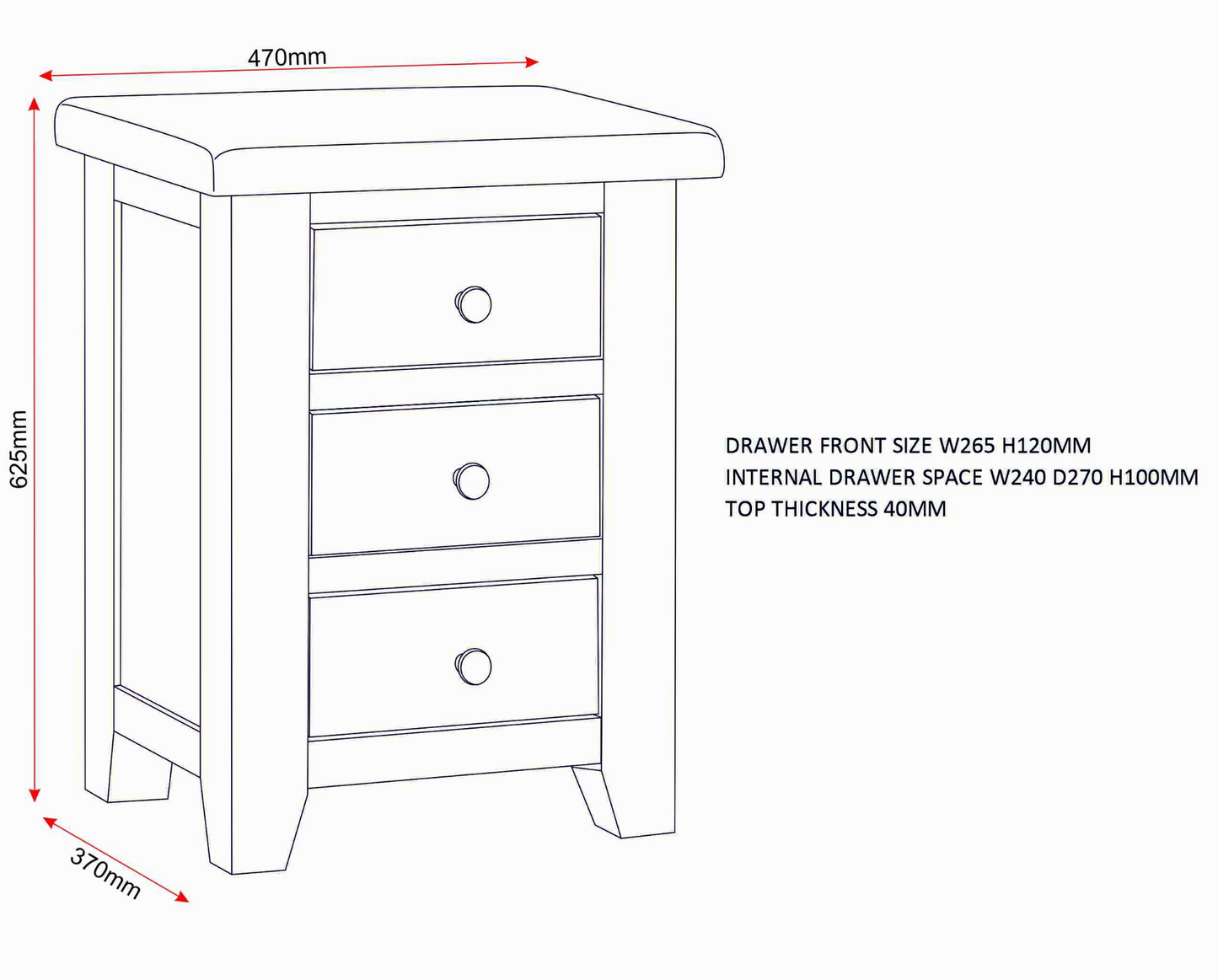 Windi 3 Drawer Bedside (Oak/Ivory/Grey) Bedroom / Bedside Table Sheffield Discount Furniture