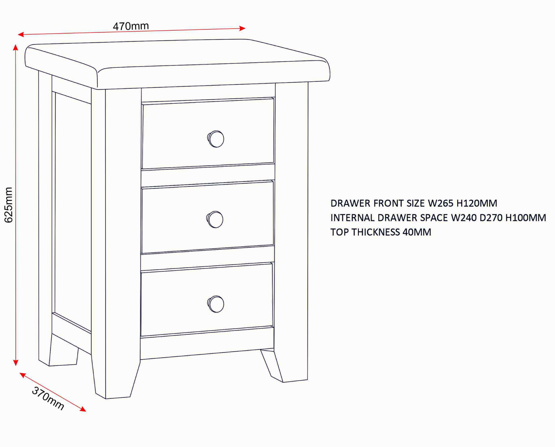 Windi 3 Drawer Bedside (Oak/Ivory/Grey) Bedroom / Bedside Table Sheffield Discount Furniture