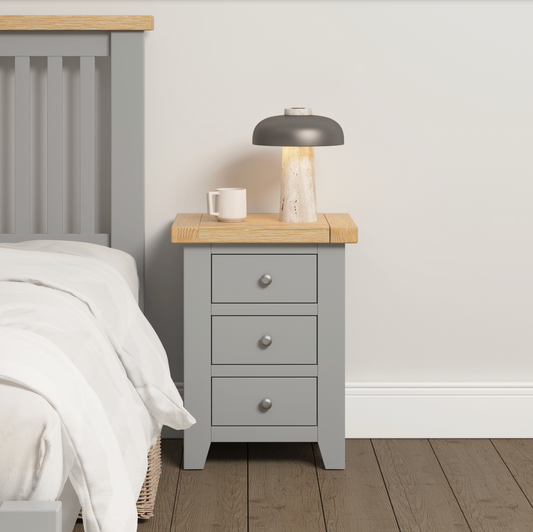 Windi 3 Drawer Bedside (Grey/Oak/Ivory)