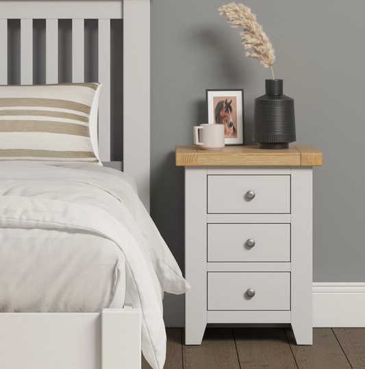Windi 3 Drawer Bedside (Ivory/Oak/Grey)