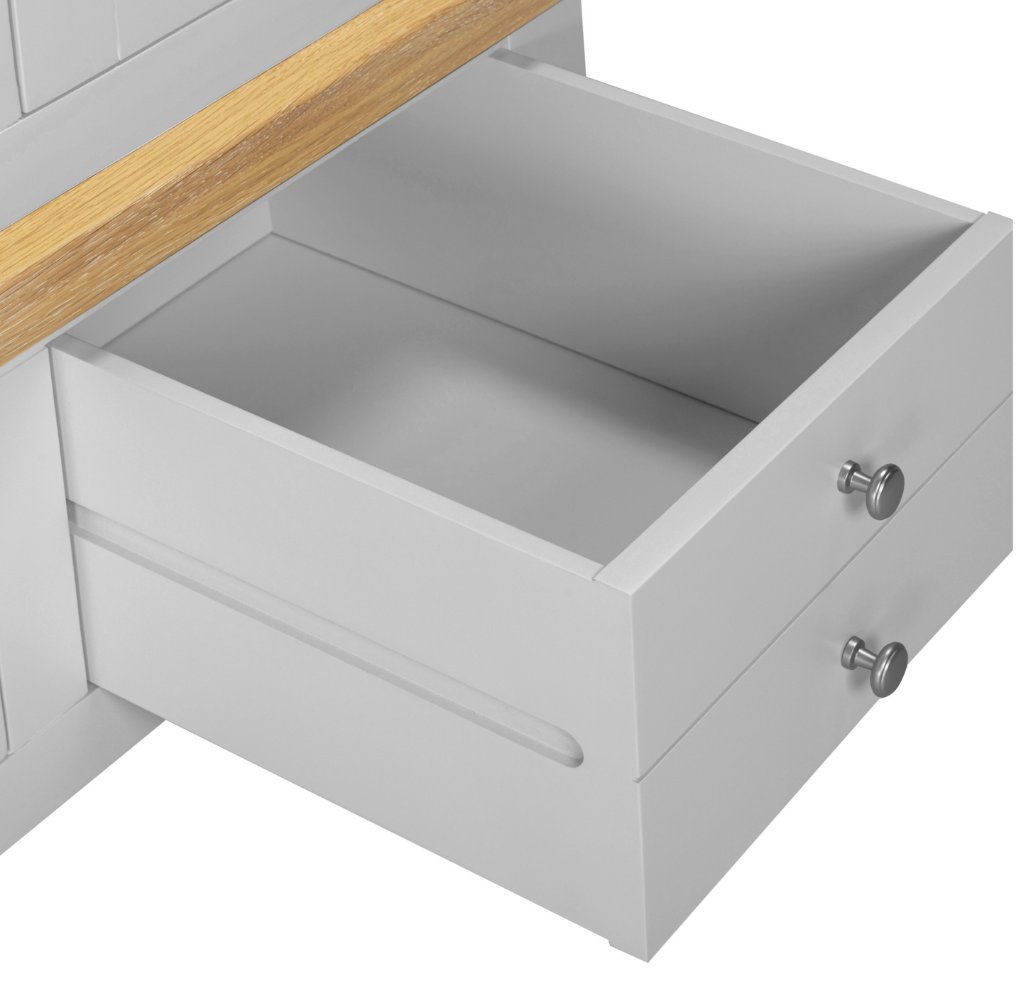 Windi 3 Door 2 Drawer Wardrobe with Mirror (Grey/Oak/Ivory) Sheffield Discount Furniture