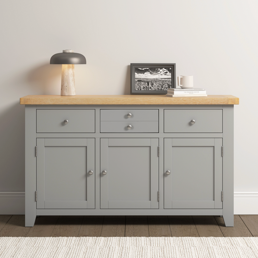 Windi 3 Door 3 Drawer Sideboard (Grey/Oak/Ivory)