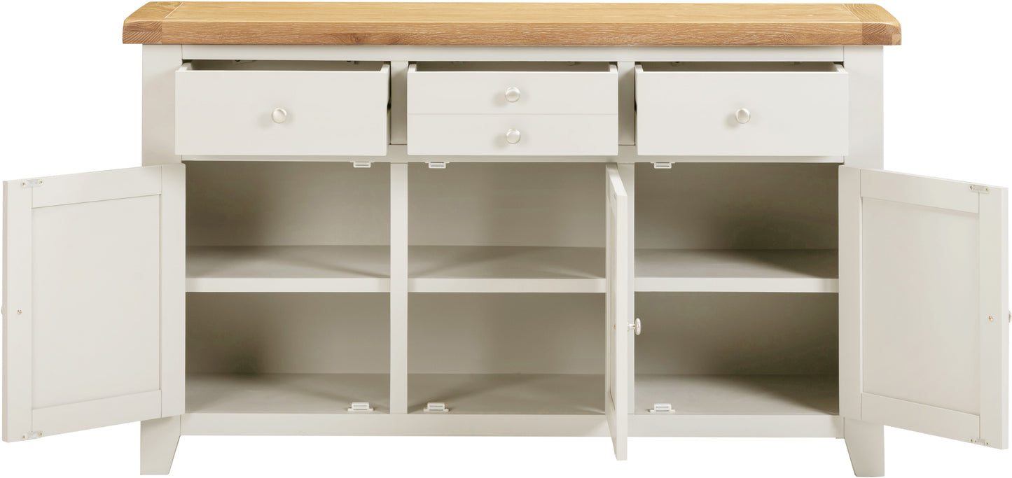 Windi 3 Door 3 Drawer Sideboard (Ivory/Oak/Grey)