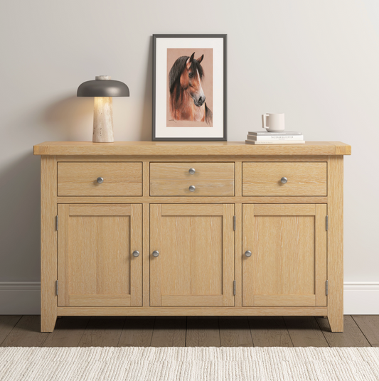Windi 3 Door 3 Drawer Sideboard (Oak/Ivory/Grey)