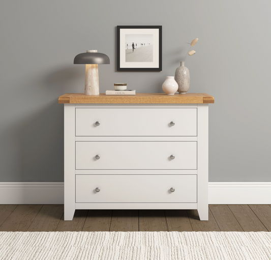Windi 3 Drawer Chest (Ivory/Oak/Grey)