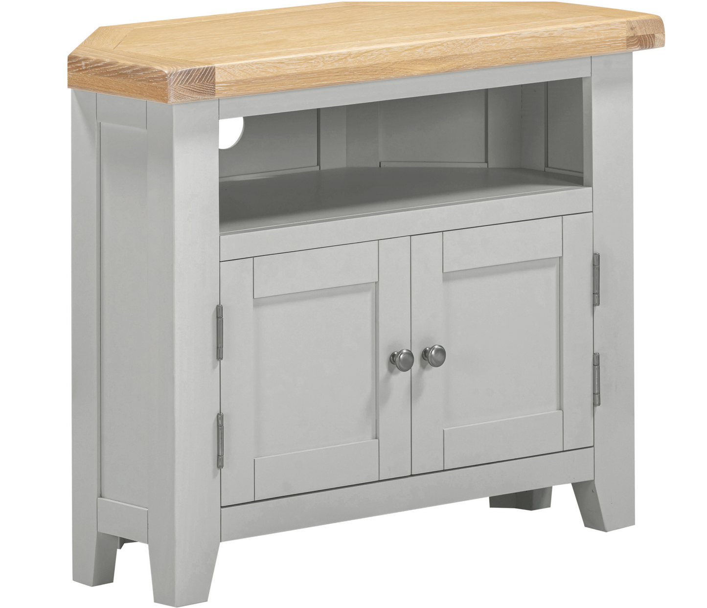 Windi 2 Door Corner TV Unit (Grey/Oak/Ivory)