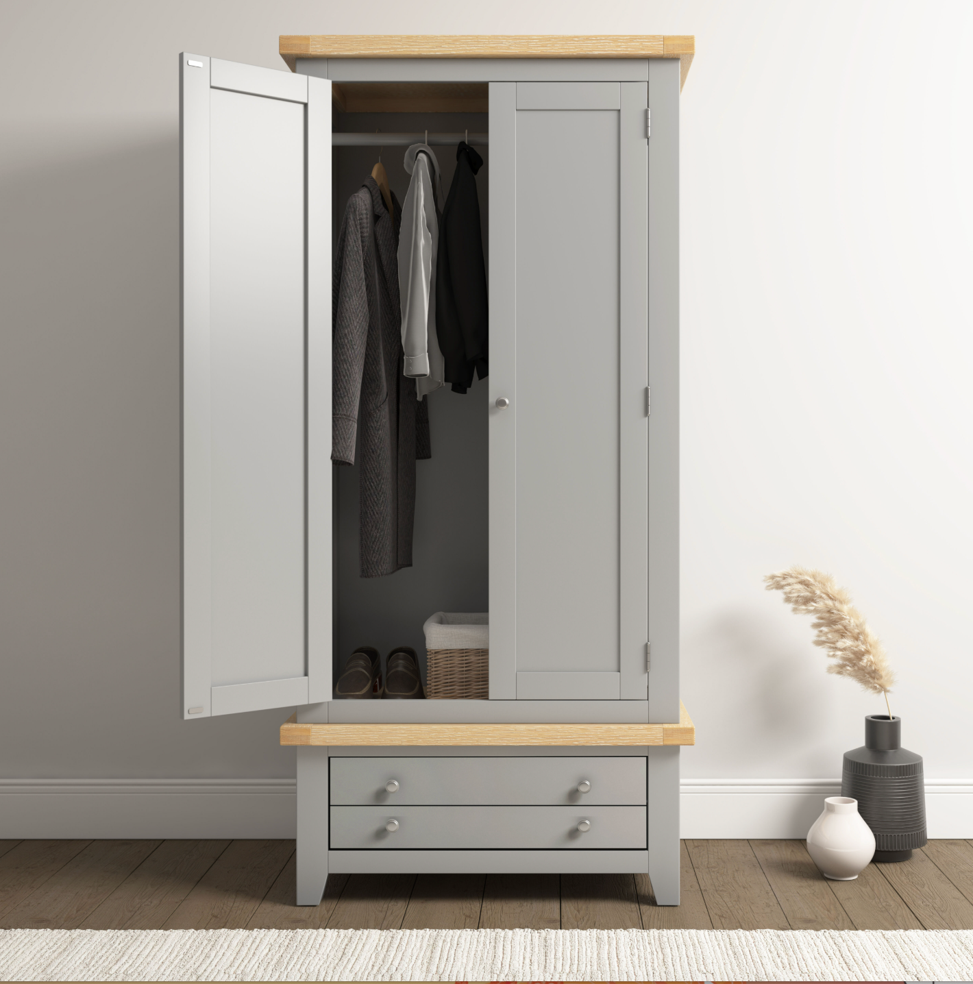 Windi 2 Door 1 Drawer Wardrobe Grey Sheffield Discount Furniture