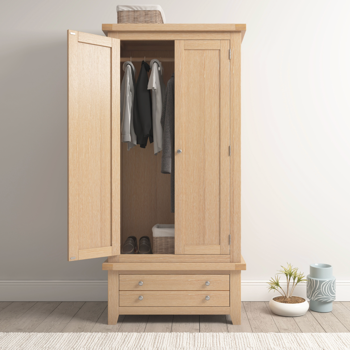 Windi 2 Door 1 Drawer Wardrobe Oak Sheffield Discount Furniture