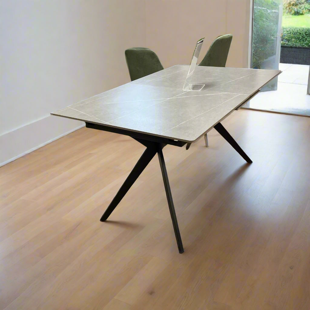 Timor Grey Ceramic Table 1.4 - 1.8M Extending Sheffield Discount Furniture