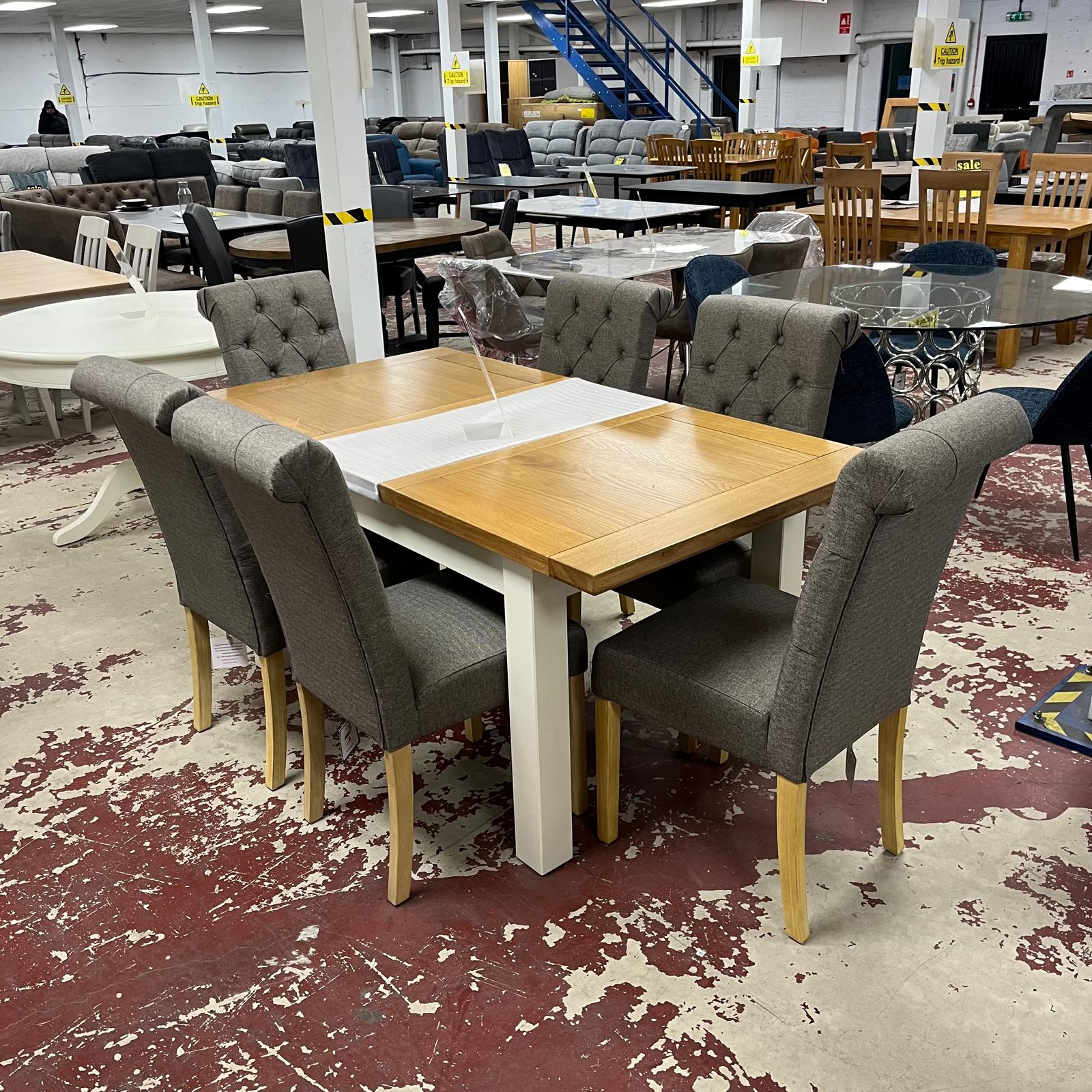 Ivory Leg With Oak Top Dining Table Extending Sheffield Discount Furniture