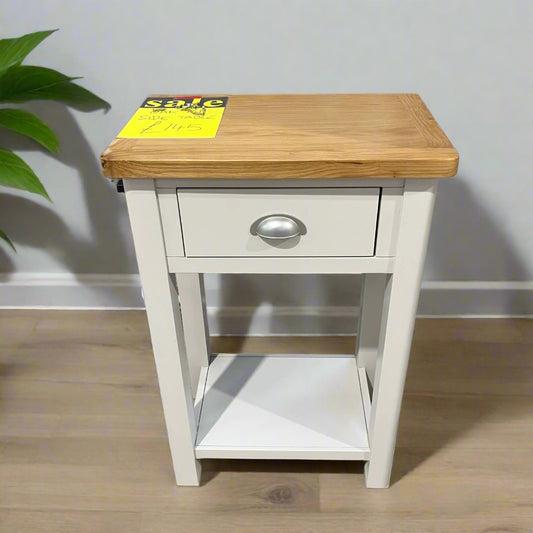 Oak Top White Side Table 1 Drawer Sheffield Discount Furniture