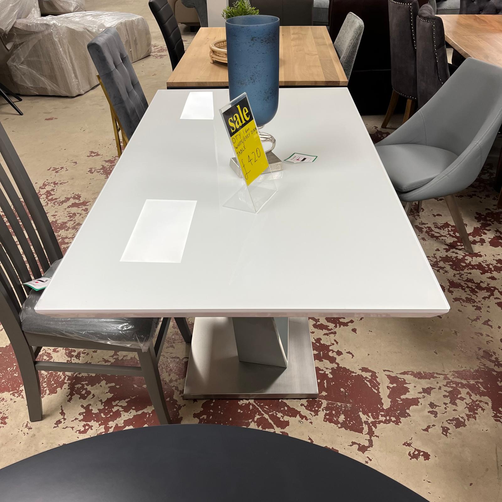 Oty 1.6M White/Grey Dining Table Sheffield Discount Furniture