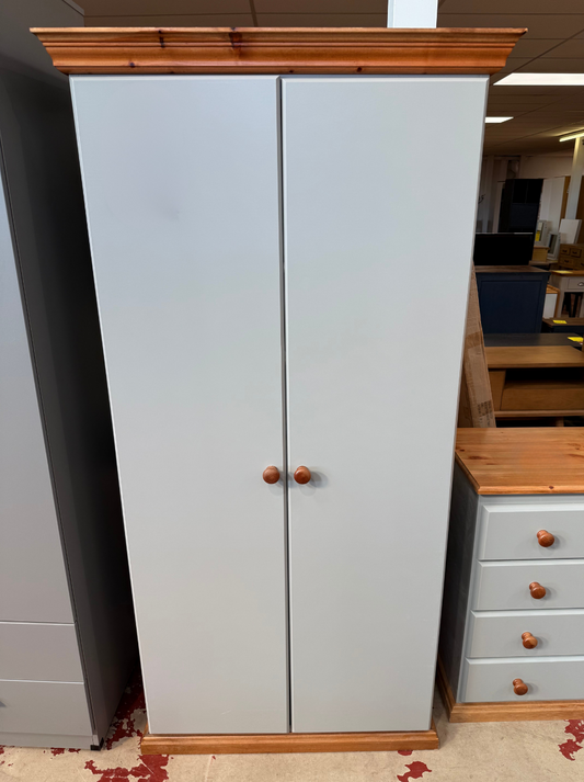 Grey Pine 2-Door Wardrobe