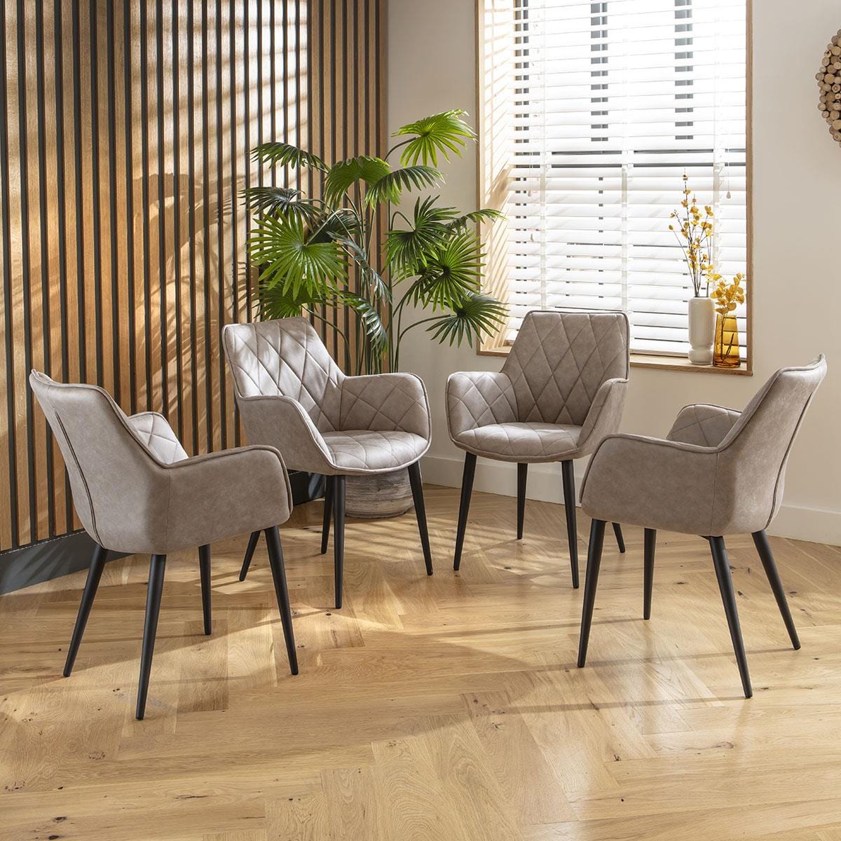 4 Mia Carver Dining Chairs with Arms Light Grey Sheffield Discount Furniture