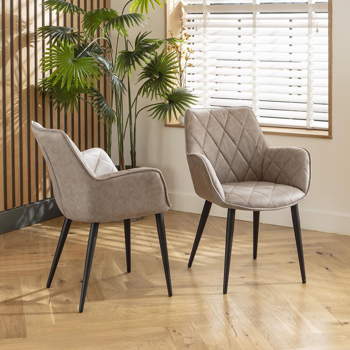 4 Mia Carver Dining Chairs with Arms Light Grey Sheffield Discount Furniture
