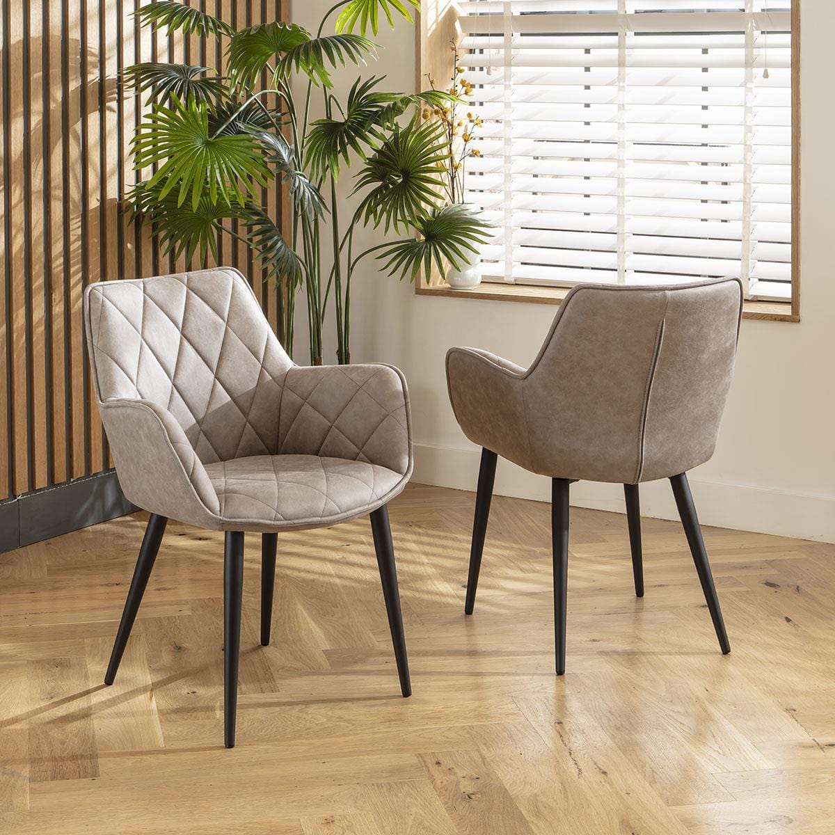 4 Mia Carver Dining Chairs with Arms Light Grey Sheffield Discount Furniture