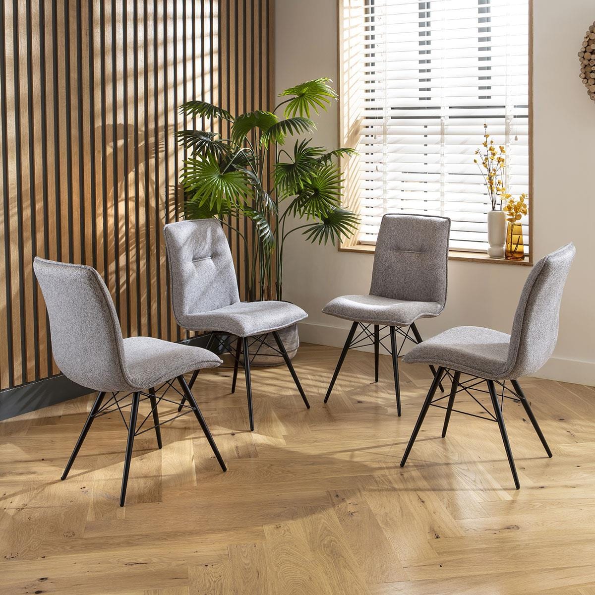 4 Sally Modern Fabric Dining Chairs Grey Sheffield Discount Furniture