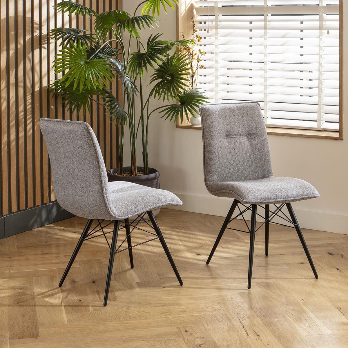 4 Sally Modern Fabric Dining Chairs Grey Sheffield Discount Furniture