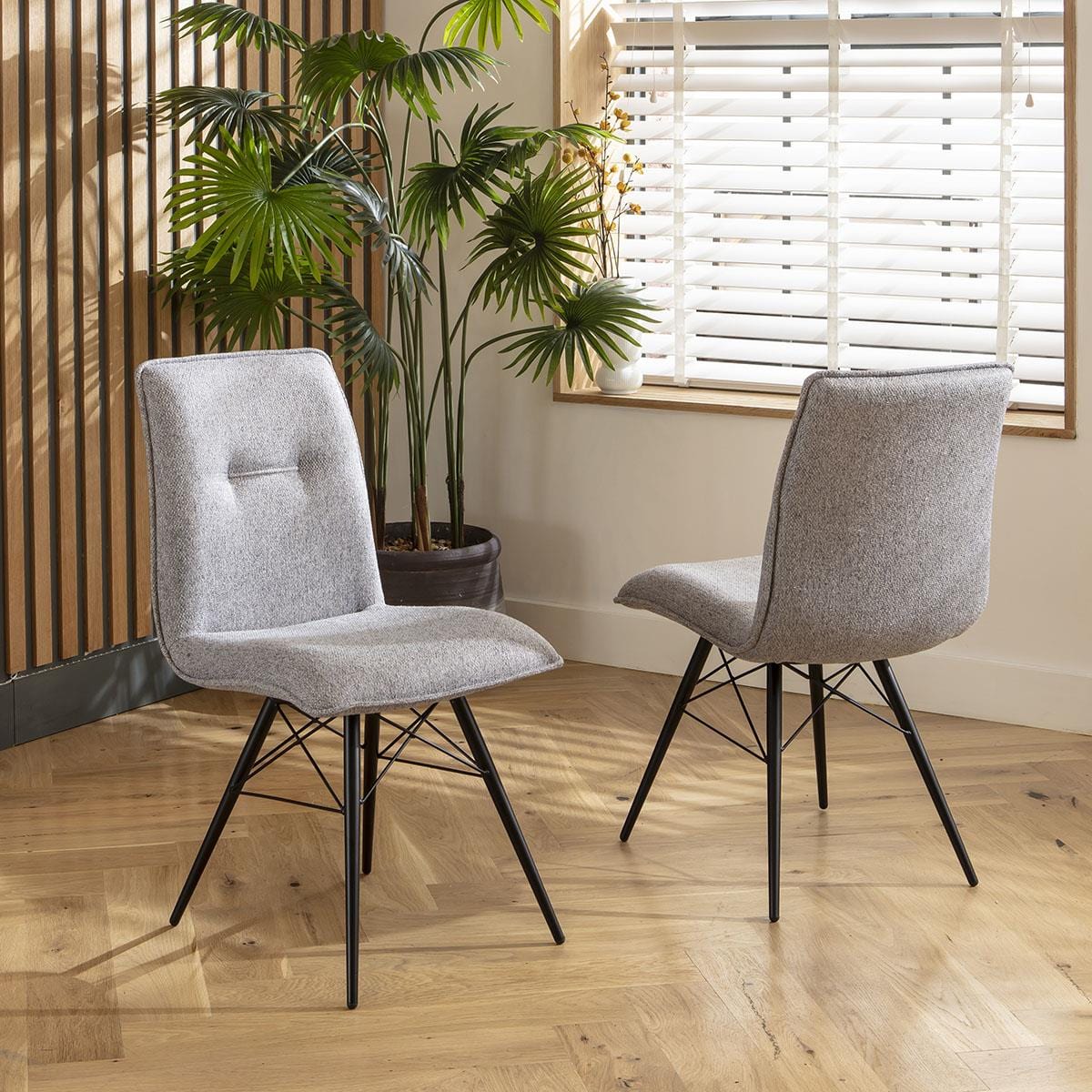 4 Sally Modern Fabric Dining Chairs Grey Sheffield Discount Furniture