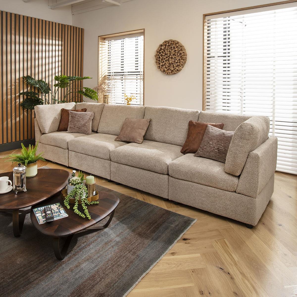 Sophie 4 Seater Modular Sofa Biscuit Beige Boucle 320x80cm 16