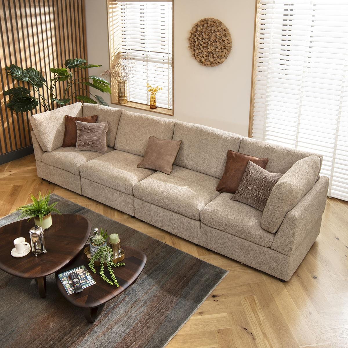 Sophie 4 Seater Modular Sofa Biscuit Beige Boucle 320x80cm 16