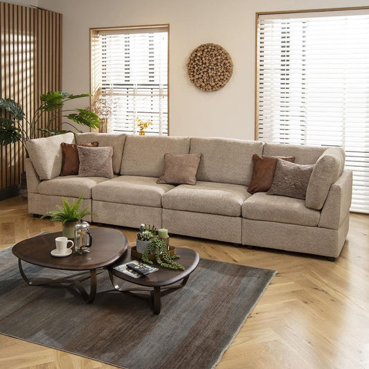 Sophie 4 Seater Modular Sofa Biscuit Beige Boucle 320x80cm 16