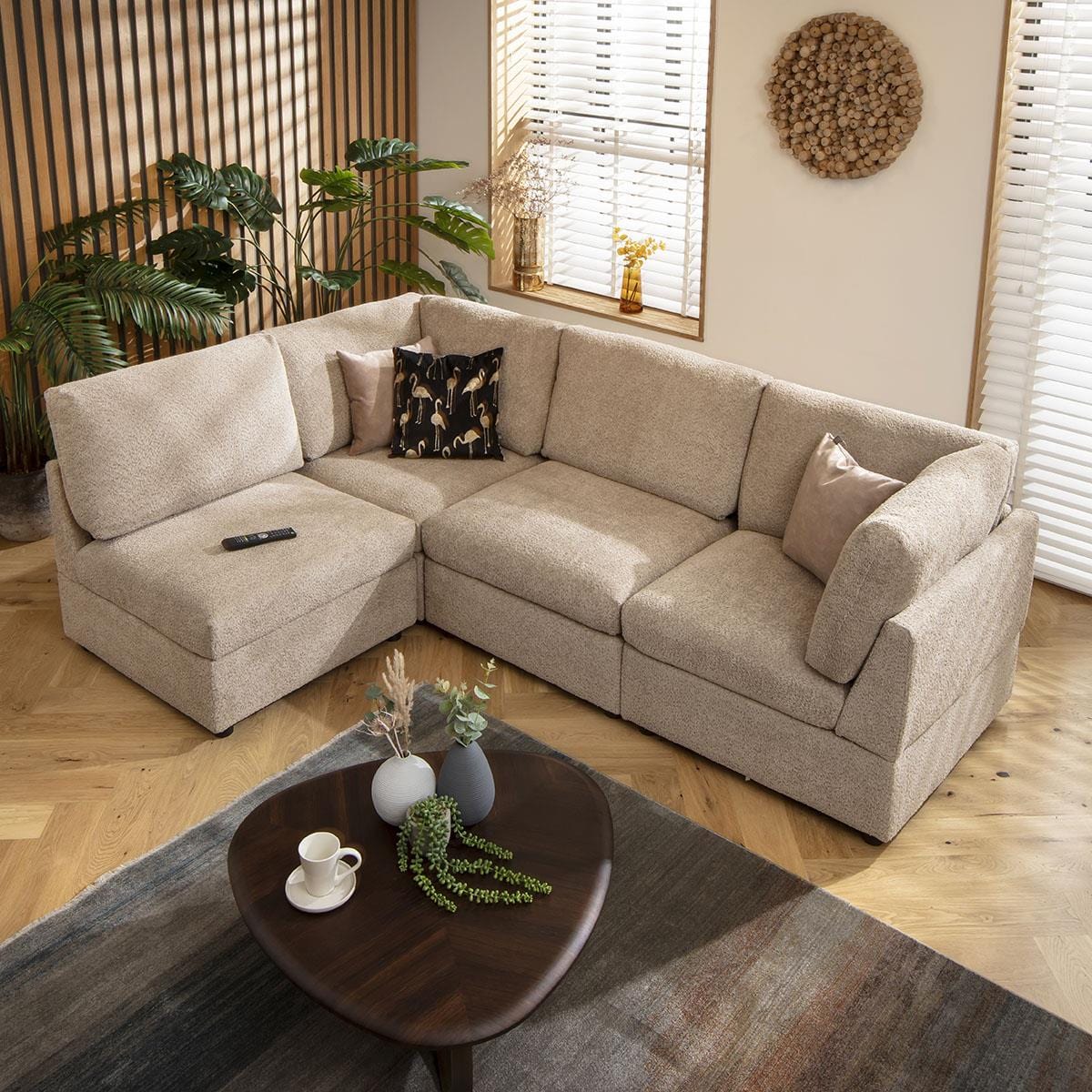 Sophie 4 Seater Corner Sofa Biscuit Beige Boucle 240x160cm 12R