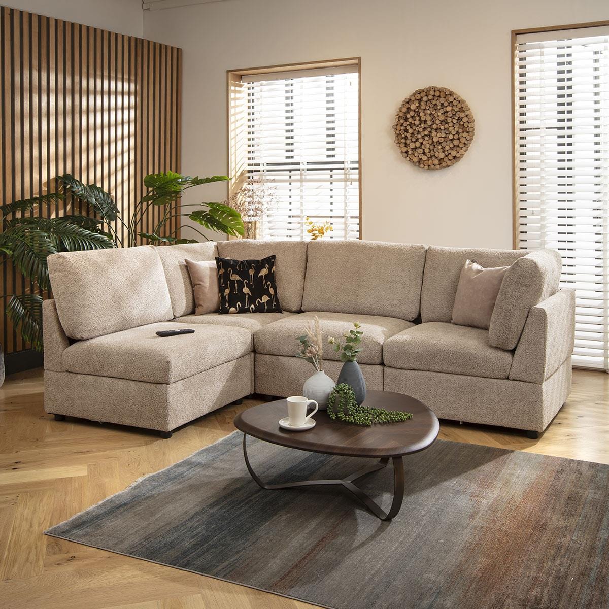 Sophie 4 Seater Corner Sofa Biscuit Beige Boucle 240x160cm 12R