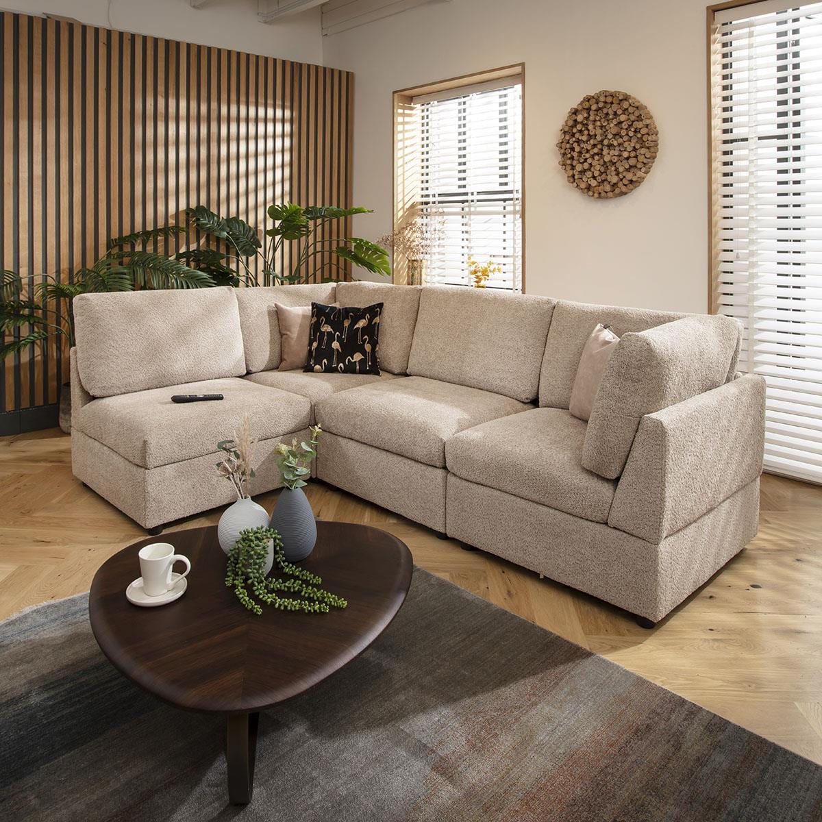 Sophie 4 Seater Corner Sofa Biscuit Beige Boucle 240x160cm 12R