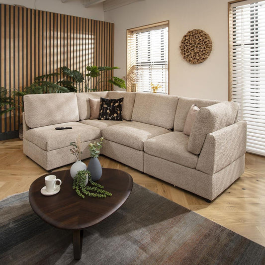 Sophie 4 Seater Corner Sofa Biscuit Beige Boucle 240x160cm 12R
