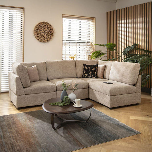 Sophie 4 Seater Corner Sofa Biscuit Beige Boucle 240x160cm 12L