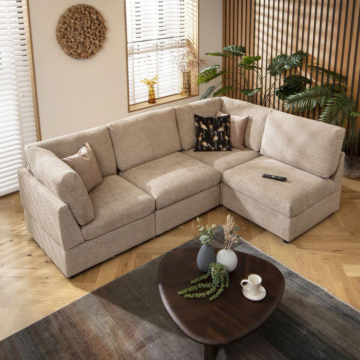 Sophie 4 Seater Corner Sofa Biscuit Beige Boucle 240x160cm 12L