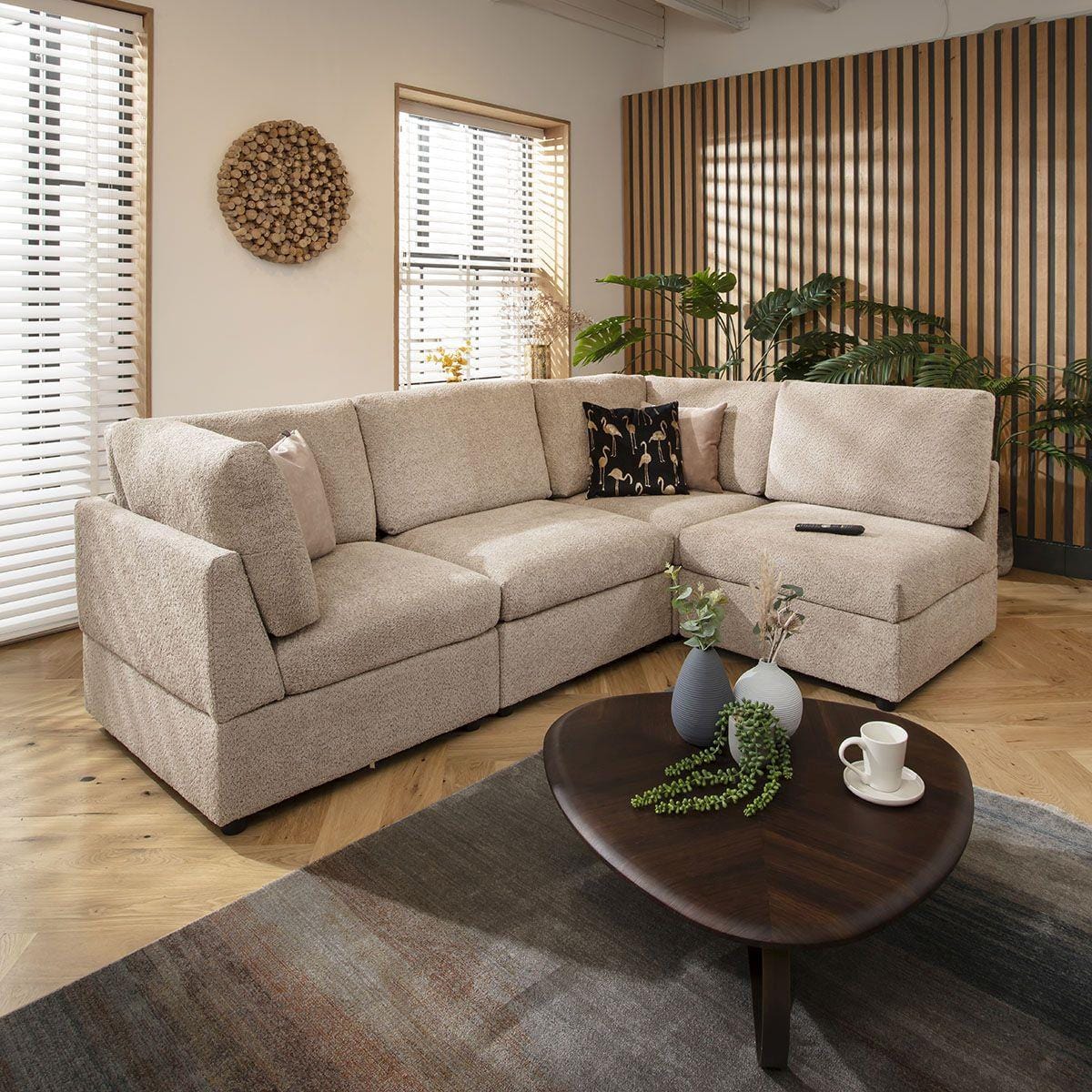 Sophie 4 Seater Corner Sofa Biscuit Beige Boucle 240x160cm 12L