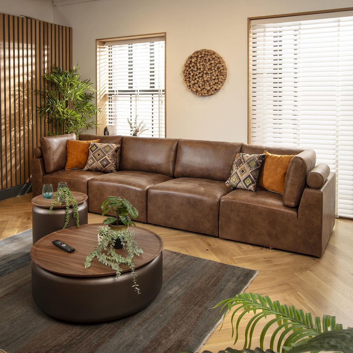 Victoria 4 Seater Modular Sofa Antique Brown 348x92cm 16