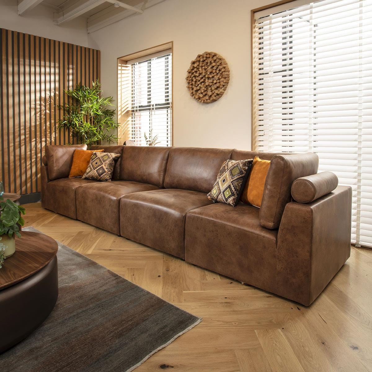 Victoria 4 Seater Modular Sofa Antique Brown 348x92cm 16