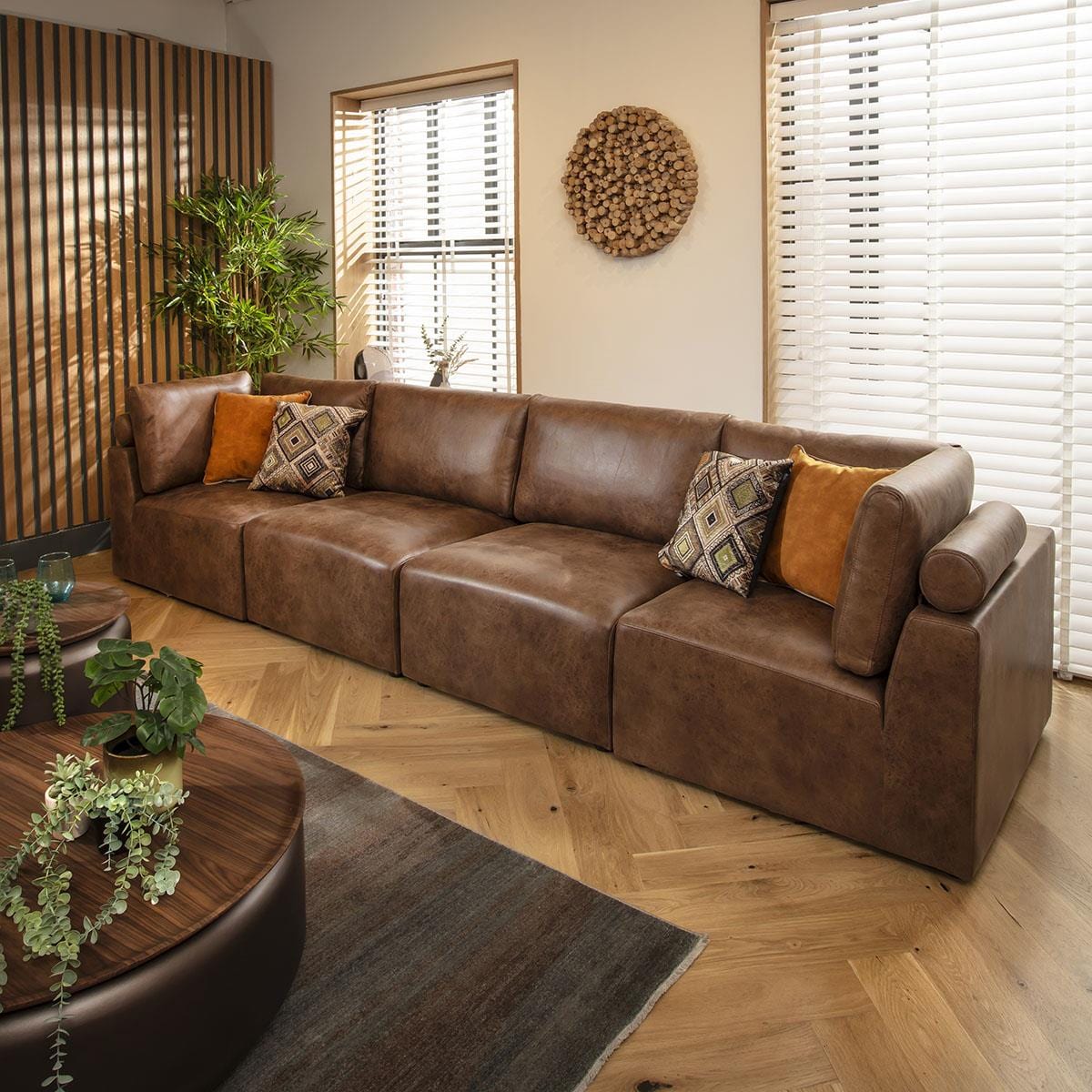 Victoria 4 Seater Modular Sofa Antique Brown 348x92cm 16